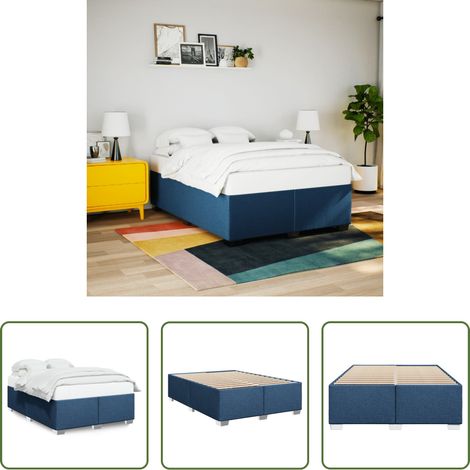Sommeil -  Cadre de lit sans matelas bleu 160x200 cm tissu (1/5)