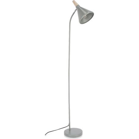 Piantana brill in acciaio verniciato a polvere e legno di pino h 148 cm -grigio (1/4)