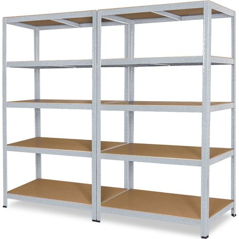 BRB Schwerlastregal, 5 Ebenen/10 Böden, 265 kg/Boden, BxTxH 180x50x180 cm, verzinkt (verzinkt) (1/3)