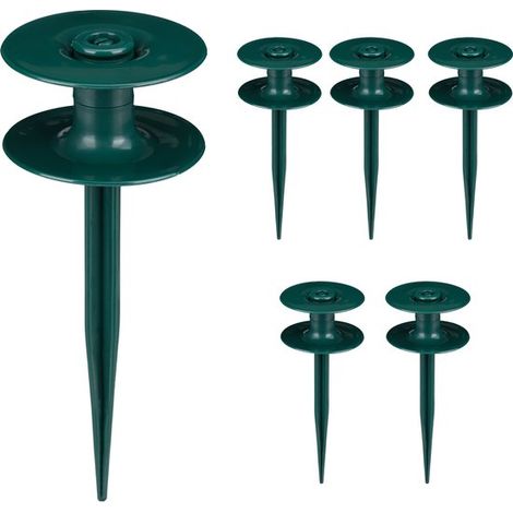 Guide-tuyau d'arrosage - lot de 6 - avec piquet de fixation - plastique - 24 x 9 cm - vert (1/5)