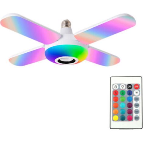 Ventilateurs de plafond avec lumières et haut-parleur à changement de couleur, télécommande vocale, culot E27, adaptés aux fêtes et festivals en intérieur et en extérieur (1/5)