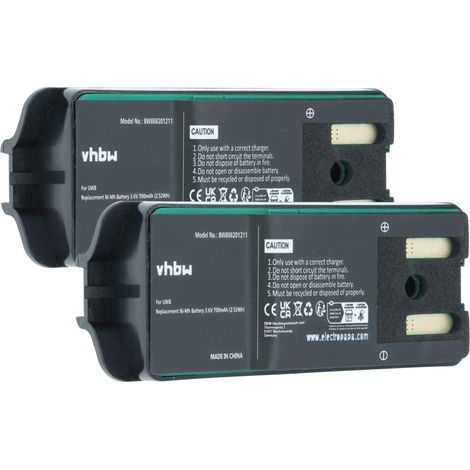 vhbw 2x Batterie compatible avec JAY Remote Control ECU, A001, Remote Industrial HF Standard radio talkie-walkie (700mAh, 3,6V, NiMH)