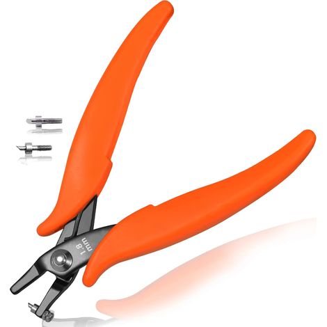 Pince perforatrice en métal de 14 cm, petite pince perforatrice ronde, deux broches de rechange pour la fabrication de bijoux pour créer des trous propres de 1,8 mm, bricolage (1/5)