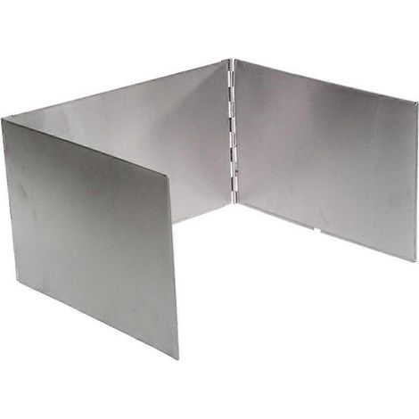 Pare-vent pour réchaud à gaz 3 plaques, idéal pour le camping et les pique-niques en extérieur. Pare-vent en acier inoxydable. (1/5)