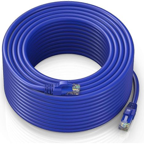 Câble Ethernet Cat6 de 91 m (300 pi) - Câble réseau LAN Internet haut débit, extérieur et résistant aux intempéries (bleu) (1/5)