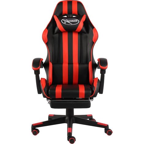 Maison Exclusive - Fauteuil de jeux vidéo et repose-pied Noir et rouge Similicuir (1/5)