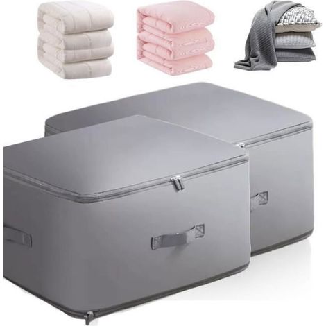 2pcs Sacs de Rangement Vêtement - - Couette Organisateur - Sous-vide - Gris 60x54x42cm Label (1/3)