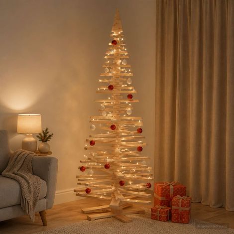 vidaXL Árbol de Navidad de madera KOTKA 240 cm Madera de Pino Maciza (1/5)