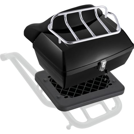 Mophorn Motorrad-Topcase, universelle, robuste Heckbox aus PP-Material mit reflektierendem Panel, wasserdichte, abnehmbare 48-Liter-Topbox mit Mehrlochboden, passend für 99 % aller Motorradrahmen