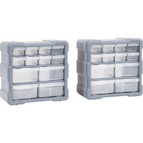 vidaXL Organizadores multicajones con 12 cajones 2 uds 26,5x16x26 cm (1/5)