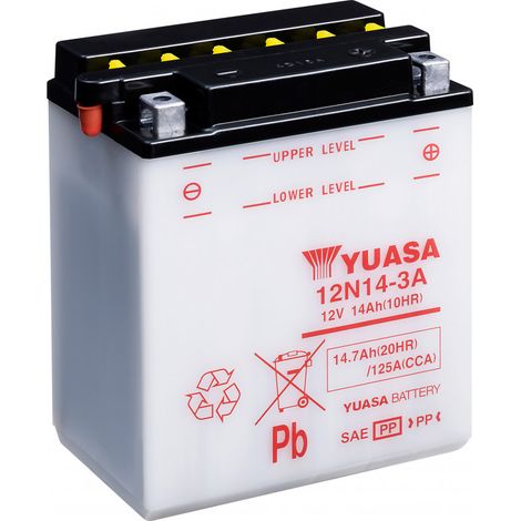 Batterie moto YUASA 12N14-3A 12V 14.7AH 125A