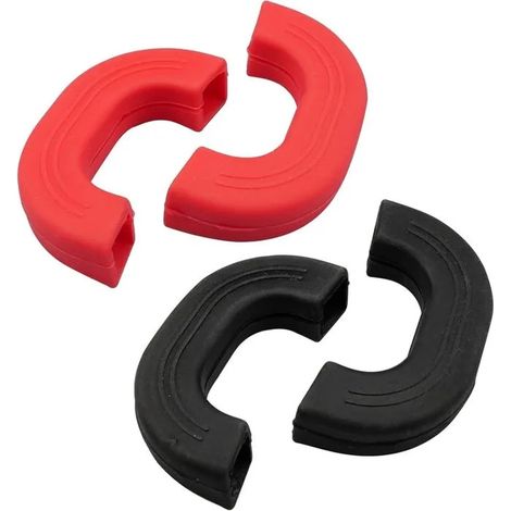 4 Pièces Support Poignée Chaude Silicone, Anti-Brûlure pour Casserole, Poêle, Plateau Four (Rouge, Noir) (1/5)