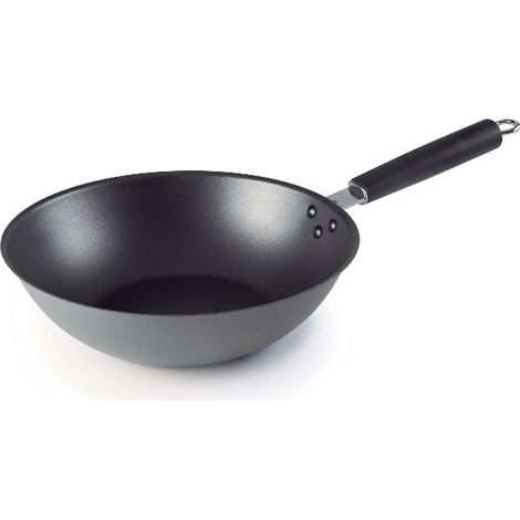 Lacor 63729 Wokpfanne aus schwarzem Stahl 28 cm antihaftbeschichtet