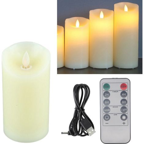 Bougie LED rechargeable flameless électrique flickering paraffin 15cm télécommande couleur [Type: Bougie électrique] [Brand: Eclairo] [Model: ELF-2025] [Keywords: Remplaçable, Romantique] (1/5)