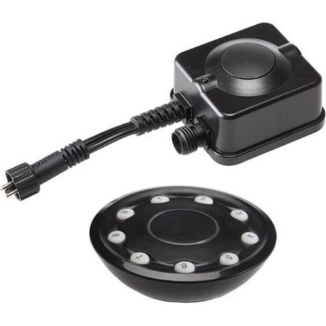 Garden Lights Fernbedienung Gartenbeleuchtung, 12V Empfänger Set, 150W max, RF Steuerung bis 40 m, IP44 Handsender, kabelloser Schalter für Außenlampen und 9 Lichtgruppen, Niedervolt System
