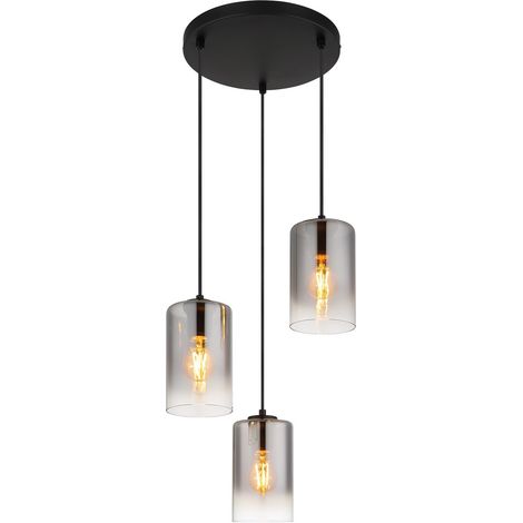 Globo Roy Suspension Cluster en verre fumé noir mat, 3 ampoules E27 (1/5)