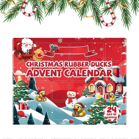 24-teiliges Weihnachtskalender-Spielzeug, niedliche Gummienten, festliche Weihnachtsdekoration (1/5)