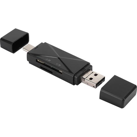 5-in-1 OTG Typ-C Speicherkartenleser, Multifunktionaler USB 2.0 Kartenadapter für Mobiltelefone (Schwarz 2.0) (1/5)