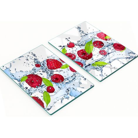Taglieri da cucina in vetro con grafica di lamponi e acqua, 2x40x52 cm (1/5)