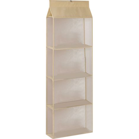 Organisateur de sac à main suspendu pour placard, sac de rangement transparent et robuste pour la maison et les voyages, beige (1/4)
