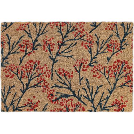 Paillasson Coco, Motif avec Branches, 40x60 cm, Tapis de Porte antidérapant, intérieur, extérieur, coloré (1/5)