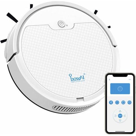 Aspirateur Robot Laveur - 1800 Pa - Mop Vibrante - Contrôle App Et Vocal - Détection Automatique Des Tapis - 70 Min Autonomie - 400 Ml - Blanc