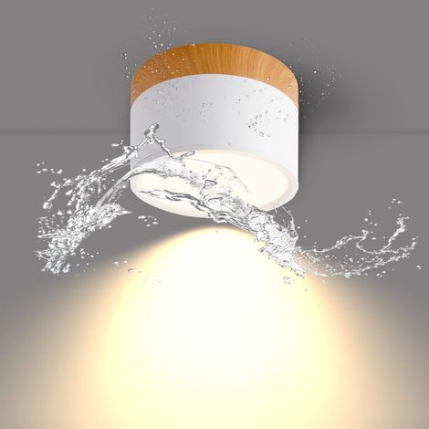 Plafonnier Spot Salle de Bain Plafond Saillie Plafonnière Couloir Entree, LED 12W Blanc Chaud Rond Plafonier sans Luminaire Design Épuré Ø10cm (1/5)