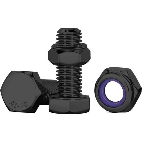 Boulons Et écrous M8, 10 Pcs Noir Boulons à Six Pans Avec écrous Assortiment M8 X 20mm Acier Inoxydable A2 V2A Vis Inox Et écrous (1/5)