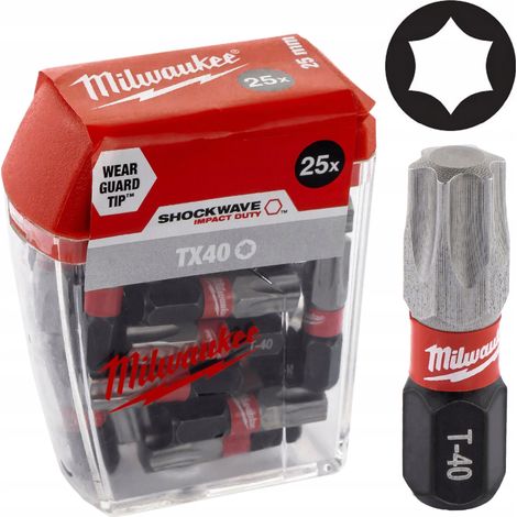 Puntas de destornillador Milwaukee T40 negro 25 milímetros (1/5)