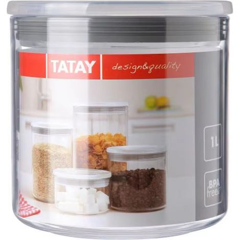 Tatay Bote de Cocina Redondo 1L con Cierre Hermético a Presión 1 Lt