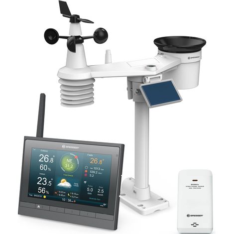Bresser - Stazione meteo wireless con sensore da esterno alimentazione a energia solare, con termoigrometrico, modello MeteoChamp HD WLAN, stazione meteinclusi manometro e pluviometro (1/5)