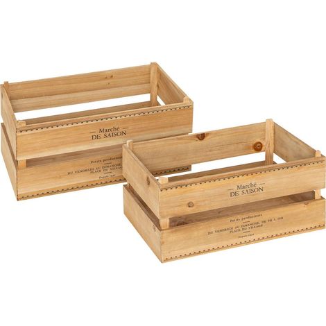 Set di 2 cassette in legno little cottage l30 35cm - Atmosphera créateur d'intérieur (1/4)