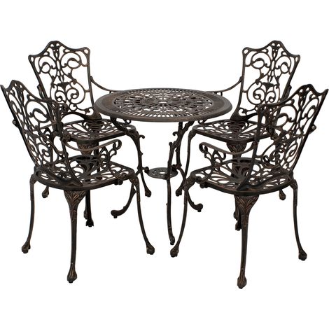 Bistroset Jugendstil 5-teilig, Aluguss bronze antik (1/5)