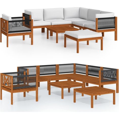 Maison Exclusive - 8-tlg. Garten-Lounge-Set mit Kissen Cremefarbe