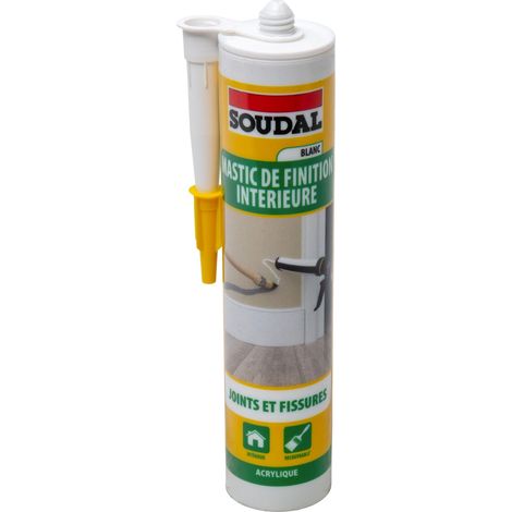 Soudal – Mastic acrylique blanc 300 ml – Pour maçonnerie et appuis de fenêtres – Recouvrable avec toutes les peintures – Température d'utilisation -20°C à +80°C