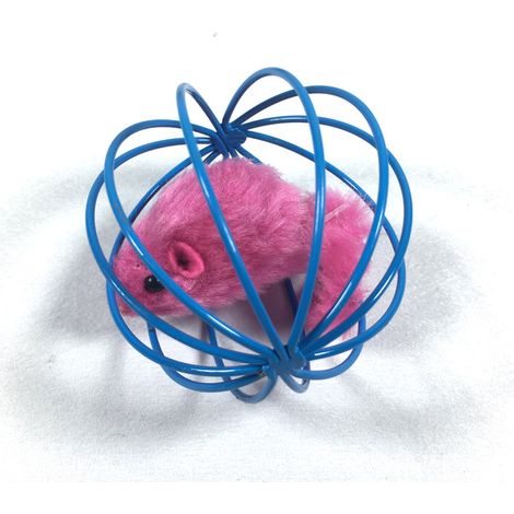 Jouet pour chat, boule de souris en peluche, souris en cage, amusant pour jouer et soulager l'ennui, boule à gratter pour chat (1/3)