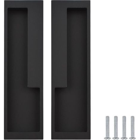 Tirador de puerta empotrado de aluminio, 2 piezas, 20 cm, negro mate, para armario, cajón, ropero, granero.