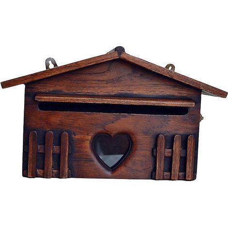 Boîte aux lettres rétro en bois, élégante boîte aux lettres extérieure résistante à la pluie, boîte à suggestions, fournitures de bureau (1/5)