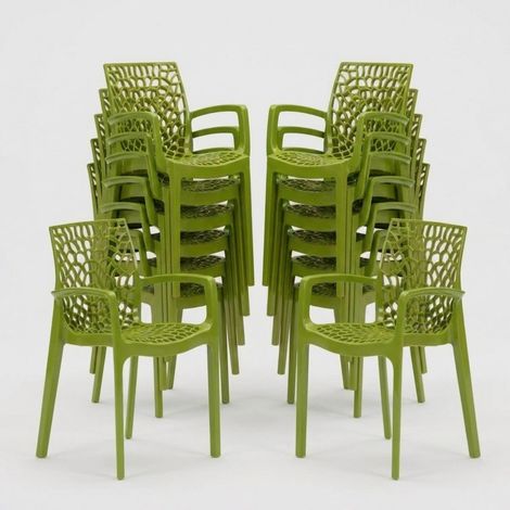 22 Sillas de comedor polipropileno para cocina y bar Grand Soleil Gruvyer Arm - Verde Anís (1/5)