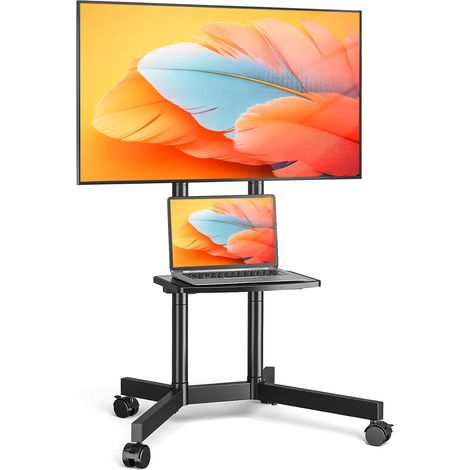 Support TV sur Pied pour Télé de 32 à 75 Pouces, Réglable en Hauteur Support TV roulettes Pied TV avec Etagère Chariot Meuble TV Jusqu 'à 40 kg, Max VESA 400x400mm (1/5)