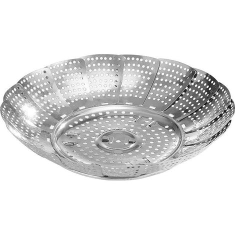 Cuiseur vapeur télescopique en acier inoxydable pour la maison, avec plateau vapeur multifonction, panier vapeur et ustensiles de cuisine. (1/5)