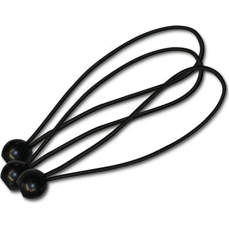 Lot de 12 tendeurs élastiques professionnels avec boule pour fixer bâches, vélos, voitures, jardins et bien plus encore - Particulièrement résistants et anti-UV - 20 cm - Noir (1/3)