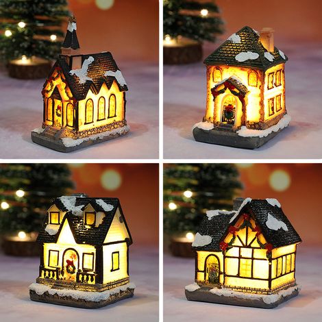 Maison de Noël Lumineuse en Résine LED - Décoration de Village de Noël Scénique, Idée Cadeau Festif (1/3)