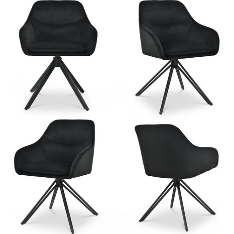 Bon Furni Chaises 360° Pivotantes Chenille Gris ardoise, Lot de 6 (1/5)