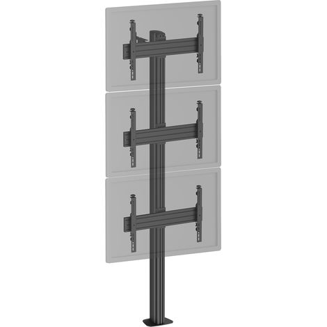 Support TV sur pied 3 écrans 40''-65'' Hauteur 240cm à visser noir (1/3)