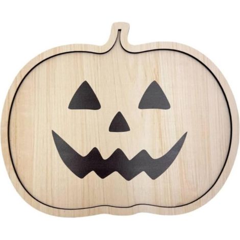 Flat Wooden Tray Display Table, C — Pumpkin Tray with Carved Face, Size to 2 (1/5)