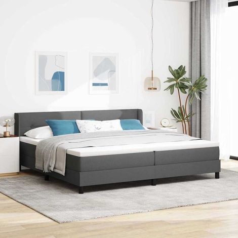 vidaXL Lit à ressorts avec tête de lit Gris foncé 200 x 200 cm tissu (1/5)