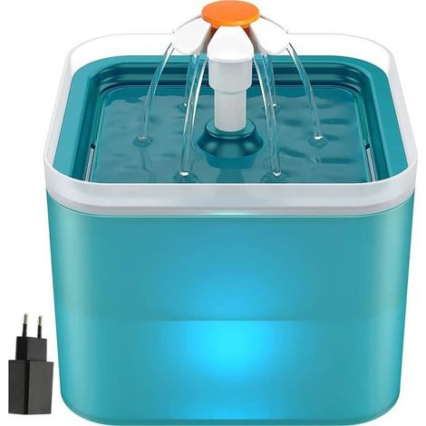 Fontaine à Eau pour Chat Chien 2 L, Distributeur Eau pour Chat Silencieux avec Filtre Remplaçable, Verte [15] (1/4)