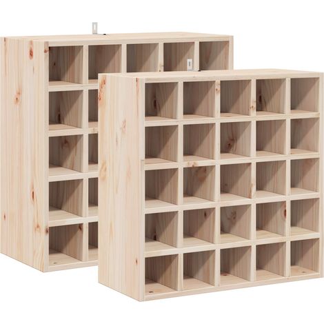 Estante de Vino 2 pcs Natural 56 x 25 x 56 cm vidaXL