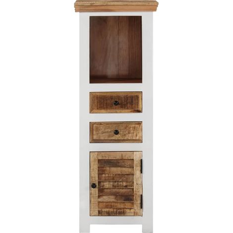 Maison Exclusive - Credenza Bianca e Marrone 40x30x110 cm Legno di Mango e Acacia (1/5)